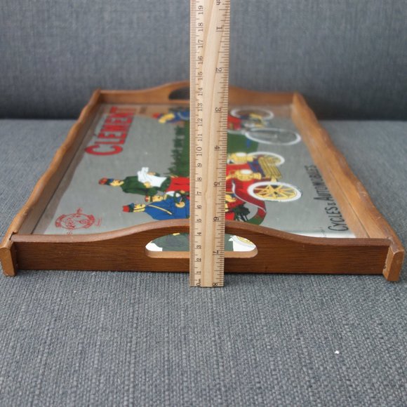 Vintage Clement Paris Cycles & Automobiles Mirror Glass Tray - Picture 12 of 12